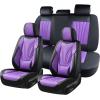 image:imageCoverado Car Seat Covers Full Set 5 Piece Car Seat Protector with Removable Headrest Nappa Leather Breathable Front Rear Seat Cushion Side All Wrapped Universal Fit Truck Most Cars PurpleLumbarPurple
