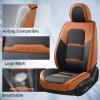 image:imageCoverado Car Seat Covers Full Set 5 Piece Car Seat Protector with Removable Headrest Nappa Leather Breathable Front Rear Seat Cushion Side All Wrapped Universal Fit Truck Most Cars PurpleNappaBlackBrown