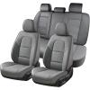 image:imageCoverado Car Seat Covers Full Set 5 Piece Car Seat Protector with Removable Headrest Nappa Leather Breathable Front Rear Seat Cushion Side All Wrapped Universal Fit Truck Most Cars PurpleNappaGray