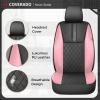 image:imageCoverado Car Seat Covers Full Set Automotive Leather Seat Covers for CarUniversal Fit Front Back Seat Cover NonSlip Waterproof Breathable Car Seat ProtectorBlackPink