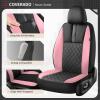 image:imageCoverado Car Seat Covers Full Set Automotive Leather Seat Covers for CarUniversal Fit Front Back Seat Cover NonSlip Waterproof Breathable Car Seat ProtectorBlackPink