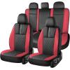 image:imageCoverado Car Seat Covers Full Set Automotive Leather Seat Covers for CarUniversal Fit Front Back Seat Cover NonSlip Waterproof Breathable Car Seat ProtectorBlackRed
