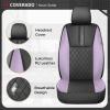 image:imageCoverado Car Seat Covers Full Set Automotive Leather Seat Covers for CarUniversal Fit Front Back Seat Cover NonSlip Waterproof Breathable Car Seat ProtectorBlackPurple