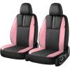 image:imageCoverado Car Seat Covers Full Set Automotive Leather Seat Covers for CarUniversal Fit Front Back Seat Cover NonSlip Waterproof Breathable Car Seat ProtectorBlackPink