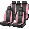 image:imageCoverado Car Seat Covers Full Set Automotive Leather Seat Covers for CarUniversal Fit Front Back Seat Cover NonSlip Waterproof Breathable Car Seat ProtectorBlackPink