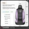 image:imageCoverado Car Seat Covers Full Set Automotive Leather Seat Covers for CarUniversal Fit Front Back Seat Cover NonSlip Waterproof Breathable Car Seat ProtectorBlackPurple