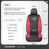 image:imageCoverado Car Seat Covers Full Set Automotive Leather Seat Covers for CarUniversal Fit Front Back Seat Cover NonSlip Waterproof Breathable Car Seat ProtectorBlackRed