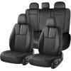 image:imageCoverado Car Seat Covers Full Set Automotive Leather Seat Covers for CarUniversal Fit Front Back Seat Cover NonSlip Waterproof Breathable Car Seat ProtectorBlack