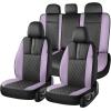 image:imageCoverado Car Seat Covers Full Set Automotive Leather Seat Covers for CarUniversal Fit Front Back Seat Cover NonSlip Waterproof Breathable Car Seat ProtectorBlackPurple