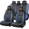image:imageCoverado Car Seat Covers Full Set Automotive Leather Seat Covers for CarUniversal Fit Front Back Seat Cover NonSlip Waterproof Breathable Car Seat ProtectorBlackBlue