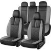 image:imageCoverado Car Seat Covers Full Set Automotive Leather Seat Covers for CarUniversal Fit Front Back Seat Cover NonSlip Waterproof Breathable Car Seat ProtectorBlackGray