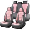 image:imageCoverado Car Seat Covers Full Set Nappa Leather Seat Covers for Cars Car Seat Protector Car Seat Cushion Front and Back Seat Protectors Cushions Universal Fit for Most Cars VehiclesGrayampPinkGrayPink