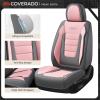 image:imageCoverado Car Seat Covers Full Set Nappa Leather Seat Covers for Cars Car Seat Protector Car Seat Cushion Front and Back Seat Protectors Cushions Universal Fit for Most Cars VehiclesGrayampPinkGrayPink