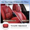 image:imageCoverado Car Seat Covers Full Set Nappa Leather Seat Covers for Cars Car Seat Protector Car Seat Cushion Front and Back Seat Protectors Cushions Universal Fit for Most Cars VehiclesGrayampPinkRedPillow
