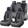 image:imageCoverado Car Seat Covers Full Set Nappa Leather Seat Covers for Cars Car Seat Protector Car Seat Cushion Front and Back Seat Protectors Cushions Universal Fit for Most Cars VehiclesGrayampPinkGrayBlack