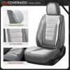 image:imageCoverado Car Seat Covers Full Set Nappa Leather Seat Covers for Cars Car Seat Protector Car Seat Cushion Front and Back Seat Protectors Cushions Universal Fit for Most Cars VehiclesGrayampPinkGrayLight Gray