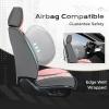 image:imageCoverado Car Seat Covers Full Set Nappa Leather Seat Covers for Cars Car Seat Protector Car Seat Cushion Front and Back Seat Protectors Cushions Universal Fit for Most Cars VehiclesGrayampPinkGrayPink