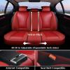 image:imageCoverado Car Seat Covers Full Set Nappa Leather Seat Covers for Cars Car Seat Protector Car Seat Cushion Front and Back Seat Protectors Cushions Universal Fit for Most Cars VehiclesGrayampPinkRedPillow