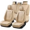 image:imageCoverado Car Seat Covers Full Set Nappa Leather Seat Covers for Cars Car Seat Protector Car Seat Cushion Front and Back Seat Protectors Cushions Universal Fit for Most Cars VehiclesGrayampPinkBeige