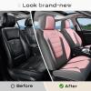 image:imageCoverado Car Seat Covers Full Set Nappa Leather Seat Covers for Cars Car Seat Protector Car Seat Cushion Front and Back Seat Protectors Cushions Universal Fit for Most Cars VehiclesGrayampPinkGrayPink