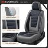 image:imageCoverado Car Seat Covers Full Set Nappa Leather Seat Covers for Cars Car Seat Protector Car Seat Cushion Front and Back Seat Protectors Cushions Universal Fit for Most Cars VehiclesGrayampPinkGrayBlack