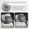 image:imageCoverado Leather Car Headrest Pillow Car Neck Pillow with Adjustable Strap Head Support Rest Driver Relax Head Muscles Relieve Driving Fatigue Breathable amp Removable Cover BlackGray