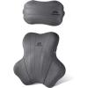 image:imageCoverado Leather Car Headrest Pillow Car Neck Pillow with Adjustable Strap Head Support Rest Driver Relax Head Muscles Relieve Driving Fatigue Breathable amp Removable Cover BlackGray