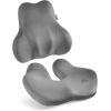 image:imageCoverado Leather Car Headrest Pillow Car Neck Pillow with Adjustable Strap Head Support Rest Driver Relax Head Muscles Relieve Driving Fatigue Breathable amp Removable Cover BlackGray