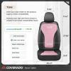 image:imageCoverado Seat Covers Front Seats 2Pack Luxury Diamond Leather Car Seat Cover Sports Carbon Fiber Design Waterproof Car Seat Protector Black Pink Automotive Seat Covers Universal Fit Most CarsBlackPink