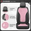 image:imageCoverado Seat Covers Front Seats 2Pack Luxury Diamond Leather Car Seat Cover Sports Carbon Fiber Design Waterproof Car Seat Protector Black Pink Automotive Seat Covers Universal Fit Most CarsBlackPink