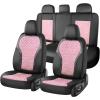 image:imageCoverado Seat Covers Front Seats 2Pack Luxury Diamond Leather Car Seat Cover Sports Carbon Fiber Design Waterproof Car Seat Protector Black Pink Automotive Seat Covers Universal Fit Most CarsBlackPink
