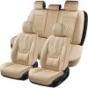 image:imageCoverado Full Set Car Seat Covers Nappa Leather Seat Covers for Car Waterproof Car Seat Protector with Lumbar Support Automotive Seat Covers Universal Fit for Most Cars SUV Trucks Beige