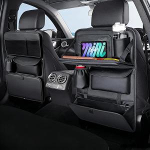image:imageCoverado Car Backseat Organizer2 Packs with Tablet Tray Nappa Leather Organizer for Car Seat Back Waterproof Car Seat Organizer with Touch Screen Seat Protector Kick Mats for Kids2 PackOriginal