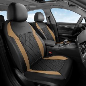 image:imageCoverado Car Seat Covers Front Seat Covers 2 Front Automotive Seat Cover Mesh Breathable Seat Protectors Universal Fit for Most CarsBlackGold