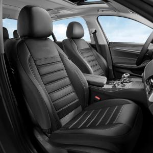 image:imageCoverado Car Seat Covers Front Seats Luxury Leather Car Seat Covers Automotive Mesh Seat Covers 2 Pack AirbagCompatible Black Seat Covers for SUV Sedan TruckBlack