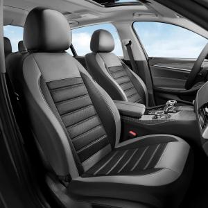image:imageCoverado Car Seat Covers Front Seats Luxury Leather Car Seat Covers Automotive Mesh Seat Covers 2 Pack AirbagCompatible Black Seat Covers for SUV Sedan TruckGreyBlack