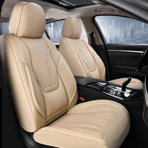 image:imageCoverado Car Seat Covers Full Set 5 Piece Car Seat Protector with Removable Headrest Nappa Leather Breathable Front Rear Seat Cushion Side All Wrapped Universal Fit Truck Most Cars PurpleLumbarBeige