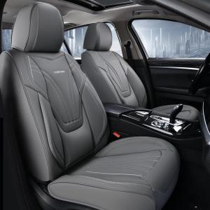 image:imageCoverado Car Seat Covers Full Set 5 Piece Car Seat Protector with Removable Headrest Nappa Leather Breathable Front Rear Seat Cushion Side All Wrapped Universal Fit Truck Most Cars PurpleLumbarGray