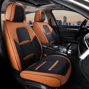 image:imageCoverado Car Seat Covers Full Set 5 Piece Car Seat Protector with Removable Headrest Nappa Leather Breathable Front Rear Seat Cushion Side All Wrapped Universal Fit Truck Most Cars PurpleNappaBlackBrown