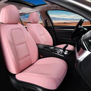 image:imageCoverado Car Seat Covers Full Set 5 Piece Car Seat Protector with Removable Headrest Nappa Leather Breathable Front Rear Seat Cushion Side All Wrapped Universal Fit Truck Most Cars PurpleNappaPink