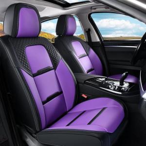 image:imageCoverado Car Seat Covers Full Set 5 Piece Car Seat Protector with Removable Headrest Nappa Leather Breathable Front Rear Seat Cushion Side All Wrapped Universal Fit Truck Most Cars PurpleNappaPurple