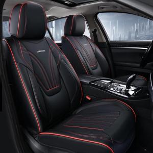 image:imageCoverado Car Seat Covers Full Set 5 Piece Car Seat Protector with Removable Headrest Nappa Leather Breathable Front Rear Seat Cushion Side All Wrapped Universal Fit Truck Most Cars PurpleLumbarBlackRed