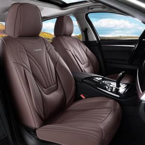 image:imageCoverado Car Seat Covers Full Set 5 Piece Car Seat Protector with Removable Headrest Nappa Leather Breathable Front Rear Seat Cushion Side All Wrapped Universal Fit Truck Most Cars PurpleLumbarBrown