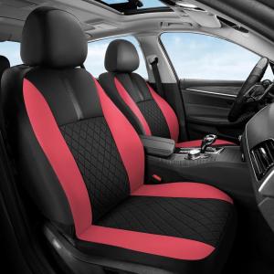 image:imageCoverado Car Seat Covers Full Set Automotive Leather Seat Covers for CarUniversal Fit Front Back Seat Cover NonSlip Waterproof Breathable Car Seat ProtectorBlackRed