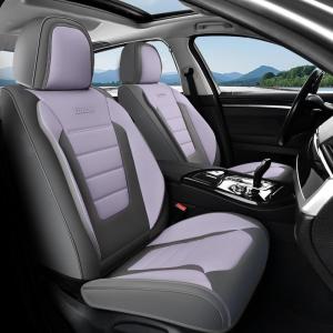 image:imageCoverado Car Seat Covers Full Set Nappa Leather Seat Covers for Cars Car Seat Protector Car Seat Cushion Front and Back Seat Protectors Cushions Universal Fit for Most Cars VehiclesGrayampPinkGrayPurple