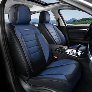 image:imageCoverado Car Seat Covers Full Set Nappa Leather Seat Covers for Cars Car Seat Protector Car Seat Cushion Front and Back Seat Protectors Cushions Universal Fit for Most Cars VehiclesGrayampPinkBlackBlue