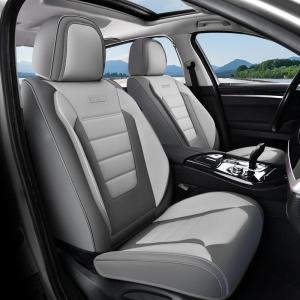 image:imageCoverado Car Seat Covers Full Set Nappa Leather Seat Covers for Cars Car Seat Protector Car Seat Cushion Front and Back Seat Protectors Cushions Universal Fit for Most Cars VehiclesGrayampPinkGrayLight Gray