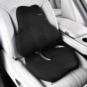 image:imageCoverado Leather Car Headrest Pillow Car Neck Pillow with Adjustable Strap Head Support Rest Driver Relax Head Muscles Relieve Driving Fatigue Breathable amp Removable Cover BlackBlack