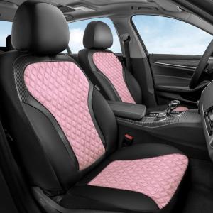 image:imageCoverado Seat Covers Front Seats 2Pack Luxury Diamond Leather Car Seat Cover Sports Carbon Fiber Design Waterproof Car Seat Protector Black Pink Automotive Seat Covers Universal Fit Most CarsBlackPink