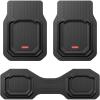 image:imageCoverado HeavyDuty PVC Car Floor Mats Full Set  Black Metallic Heel Pad AllWeather Protection for Front amp Rear NonSlip Backing EasytoClean Liners 4 PcsBlack